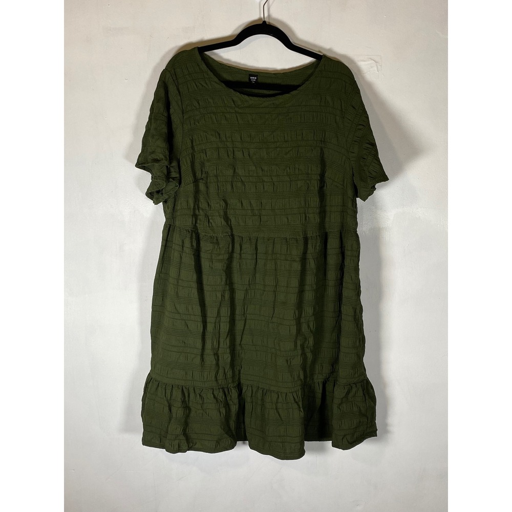 SHEIN Curve 3XL Olive Green Babydoll Mini Dress Flutter Sleeve Boho Cottage